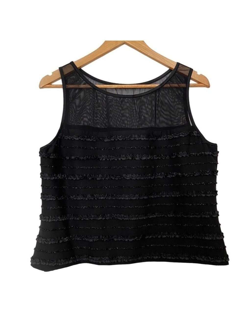 JOSEPH Ribkoff Black crop top sheer sleeveless stylish camisole size 16 cami